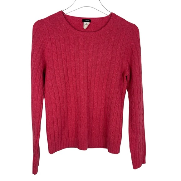 J. Crew Pink Crew Neck Sweater Merino Wool Ribbed Knit Size Medium - Picture 1 of 10